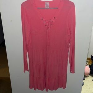 Nö boundaries pink dress with tie up front large